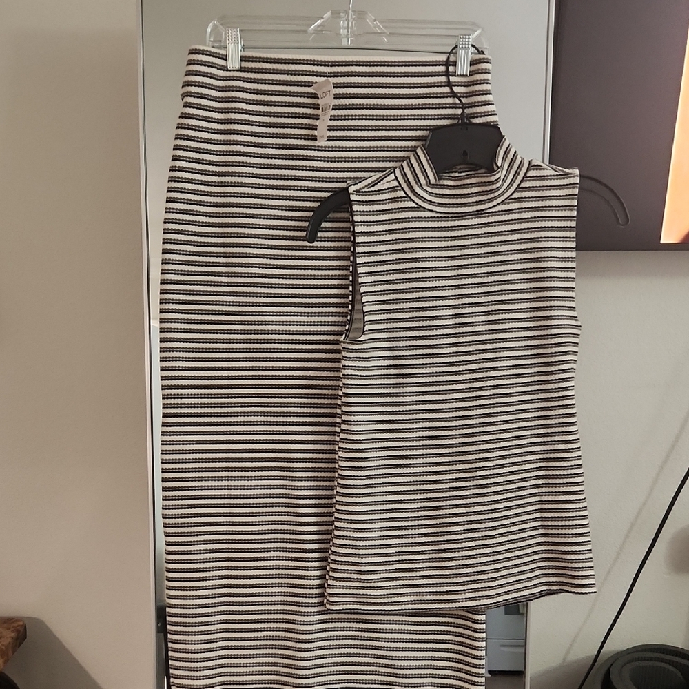 LOFT Black and White Striped Ensemble